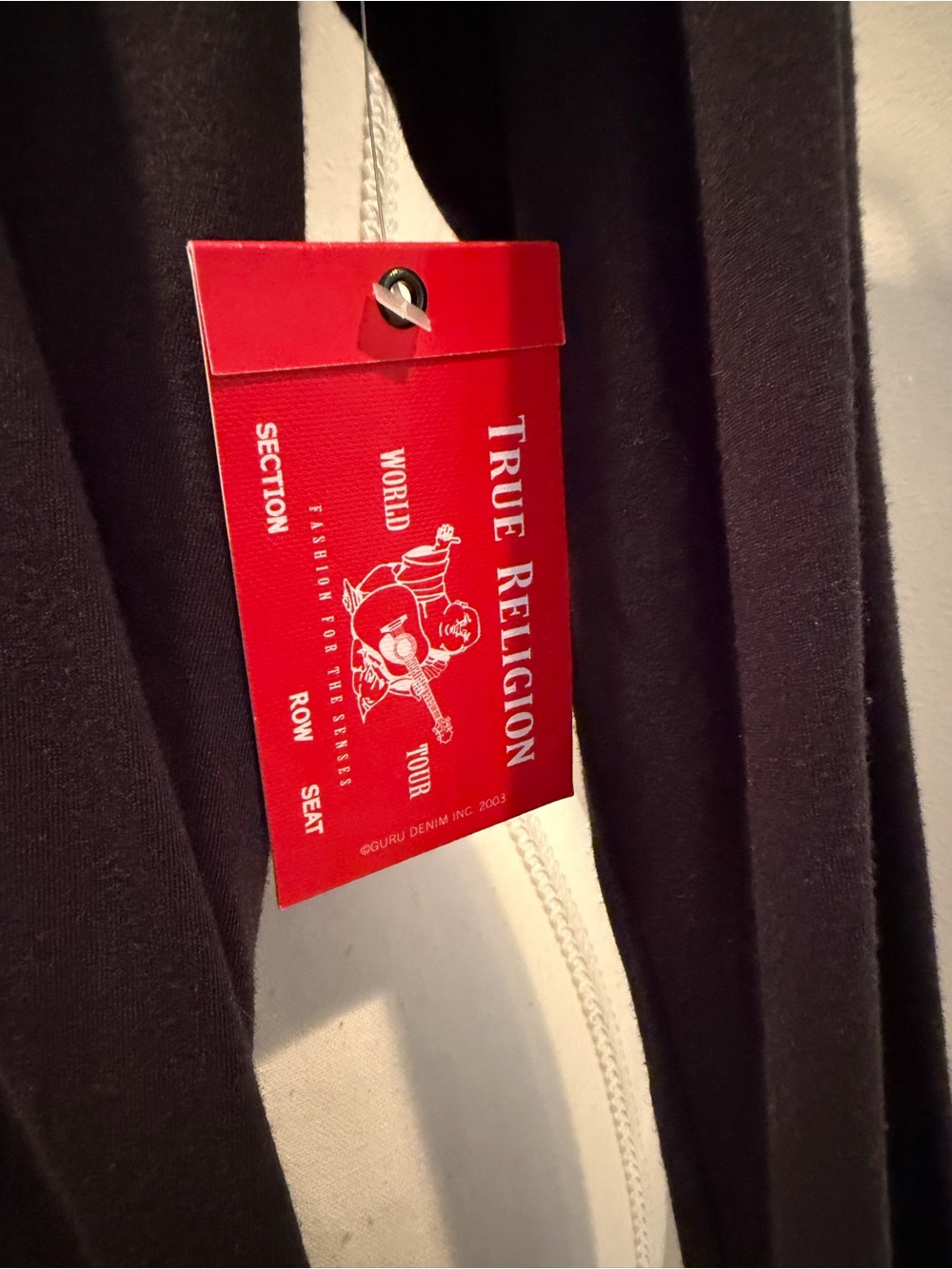 True Religion Black Long Sleeve Tee with Red Tag Accent - Picture 3 of 4